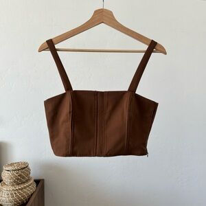 Women’s Brown Zara Corset Fitted Night Out Crop Top Size Medium